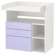 SMÅSTAD changing table, white lilac/with 3 drawers, 90x79x100 cm