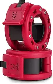 AmStaff Fitness Barbell Collars Clamps – Quick Release 2 inch Locking Olympic Bar Collars for Weightlifting, Powerlifting, and Strength Training (Pair, Red)