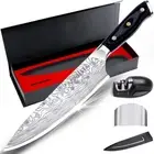 Mosfiata 8" Super Sharp Professional Chef'S Knife with Finger Guard and Knife Sh
