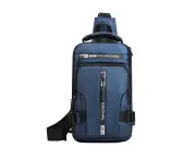 Men Anti-theft Sling Bag Cross-body Bag Chest Bag Messenger Backpack Sling Backpack-Blue