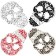 MOKKHNB 4pcs Skull Rhinestone Iron Patches Unique Decorative Applique for Clothing Bags and Jackets Durable Resin Rhinestones for Fashion DIY Projects Eye Catching Design