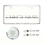 Fit New Jaguar Laser Etching Stainless Steel Chrome Slim License Frame w/Cap