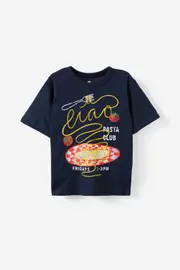 [Cotton On Kids] Cotton On Kids - Jonny Short Sleeve Graphic Print Tee - Squid ink/pasta club 2 SQUID INK/PASTA CLUB