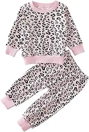 [Avidqueen] Toddler Baby Girls Leopard Print Summer Clothes Set T-Shirt and Short Pants 2pcs Outfits