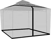 OBMESHOW Patio Umbrellas Mosquito Netting, 10x10 Mosquito Netting for Patio, Square Mosquito Net Canopy with Zipper Door and Adjustable Rope, Fits Outdoor Rectangle Patio Umbrellas(Black)