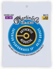 Martin Acoustic Guitar Strings 11-52 Custom Light 80/20 Bronze New