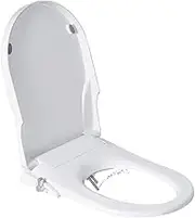 Non Electric Bidet Seat Toilet Seat with Self Cleaning Dual Nozzles Separated Rear & Feminine Cleaning Natural Water Spray, Soft Closed Toilet Seat, Easy DIY Installation (D Shape)