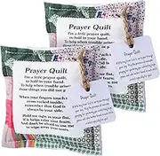 Fanfanwin 2 Pack Prayer Quilt with Cross Inside Squares Pocket Mini Scripture Prayer Quilt Encouragement Christian Gifts for Women Easter Mother's Day Pastor Appreciation Gifts (Classic)