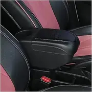 Compatible For Honda City GM6 2014-2019 Armrest Box Arm Elbow Rest Center Console Storage Case With Cup Holder USB Port(All black color)