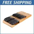 Elegant Bamboo In-Drawer Knife Block for 16 Knives - Organized Cutlery Storage