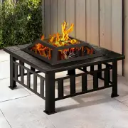 Fire Pit BBQ Table Grill Outdoor Garden Wood Burning Fireplace Stove 2 in 1