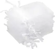 100PCS Small Mesh Bags Drawstring 2X3 Inch White Organza Bags, Little Sheer Jewe