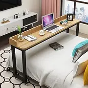 [YVYKFZD] Portable Overbed Table, Bedside Table with 360° Wheels, Standing Over Bed Table, Rolling Medical Over Bed Desk for Elderly, Hospital Patients, Home (Color : Light Walnut 1, Size : 100cm/39.3