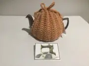 4 Cup Tea Pot Cosy. Peach Hand Knitted Can Open The Top To Top Up. New