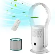 TrendGear Bladeless Tower Fan with HEPA Filter, 80° Oscillating Bladeless Fan with Remote Control,9 Speeds, 8H Timer, Floor Fan for Home Bedroom, Office, White