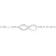 9ct White Gold Diamond Infinity Bar & Belcher Link Bracelet