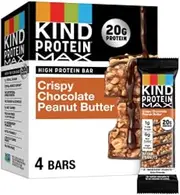 KIND Protein MAX Crispy Chocolate Peanut Butter Snack Bars, 20g of Protein, Keto Friendly, 1g of Sugar Per Bar, Gluten Free, 4 Count Box