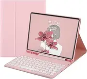 QYiiD iPad Mini Keyboard Case Compatible with iPad Mini 5/4/3/2/1, Folio Smart Leather Cover Case with Cute Round Key Bluetooth Keyboard for iPad Mini 5/Mini 4, Pink