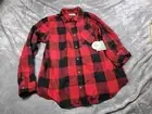 Magellan Classic Fit Shirt Women's Large Red Black Plaid Roll Tab Sleeve Button