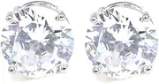 [Me Plus] Stainless Steel Round Cut Cubic Zirconia Stud Earrings With Clear Case - Gold, Silver (3mm~12mm)