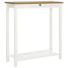 Wood Timber Bar Table Dining Kitchen Pantry Console Drawer Tall Prep Desk White