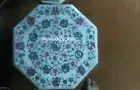 18" White Marble Table Top Coffee Corner Inlay Malachite Inlay Decor C118