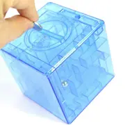 Frusde 3D Cube Puzzle Maze Money Box, 3D Cube Puzzle Maze Piggy Bank, Funny Money Maze Puzzle Box Coin Box For Children Adults Blue