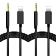 2 PCS Lightning to 3.5mm Jack Male Audio AUX 1m/6ft Cable For iPhone 14 13 ProMax 11 Pro Max XS Max XR 8 7 6 iOS iPad - Black
