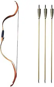 Traditional Longbow Handmade Recurve Bow 20lbs Archery Bow Takedown Traditional Bow Hunting Horse Bow and Arrow Set for Target Shooting Hunting