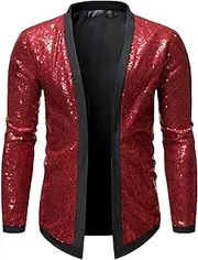 [JEShifangjiusu] Men's Costume Dresses Tuxedo Long Sleeve Suits Suits Clothing Vintage Clothing For Dinner Prom Party, Red, L