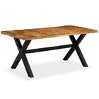 Solid Wood Dining Table Industrial Metal Legs Timber Cafe Kitchen Desk Rectangle