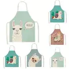 Cotton Linen Sleeveless Aprons Women Pinafore Adult / Child Aprons Alpaca llama