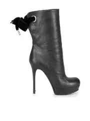 McQ Black Leather Heeled Ankle Boots