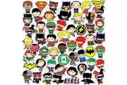Justice League Deluxe Chibi Stickers (Pack of 50) (Multicoloured) (One Size)