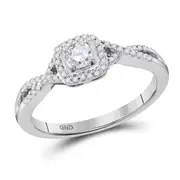 14k White Gold Round Diamond Solitaire Twist Bridal Engagement Ring 1/3 Cttw