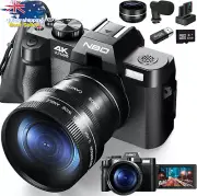 4K 48MP Digital Camera Autofocus 16X Zoom Vlogging with Wide & Macro Lens Black