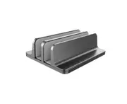 Double Adjustable Vertical Laptop Stand , Aluminum Desktop Dual Holder for All MacBook/Chromebook/Surface/Dell/iPad Up to 17.3 Inches-GRAY