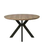 Raimon Furniture Oriel Round Dining Table 120cm - Black Metal Frame - Oak Sonoma