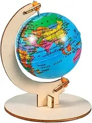 Wooden Earth Model Globe Educational Learning for Classroom Home Interactive Science Project Stylish Decor Smooth Rotation Stable Base