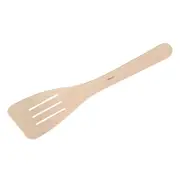 Euroline 30cm Wooden Slotted Curved Spatula Cooking Utensil - Beige