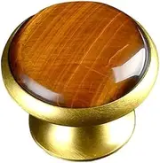 Crystal Glass Door Drawer Cupboard knobs,Solid Brass Mushroom Knob Handle 2 Pieces Round Crystal Agate Quartz Tiger Eye Inlay Hard 30Mm Diameter(Color:Tiger Eye,Size:30Mm Diameter),30Mm Diameter