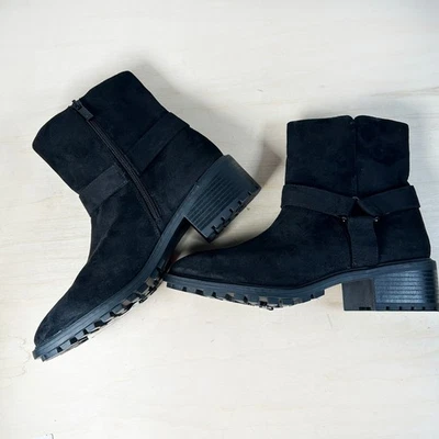 NEW Splendid Women's Samy Boot Black Harness Faux Suede 9 Moto