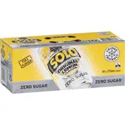 Solo Zero Sugar Original Lemon Soft Drink Cans Multipack 375mL x 10 pack