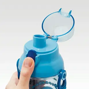 小禮堂 哆啦A夢 日製 透明直飲式水壺 附背帶 塑膠水瓶 兒童水壺 隨身瓶 480ml (藍 玩偶)
