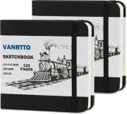Hardcover Sketch Book, Square Sketchbook with 4.5x4.5 INCH 2 PACK, White