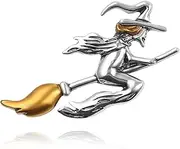 [IOIUSKKU] High-end Witch Brooch Pin Rustproof And Impact-resistant Alloy Brooch For Halloween Alloy Made Witch Riding Broom Brooch