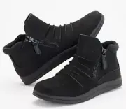 New Clarks Cloudsteppers Breeze Range Slip On Cushioned Zip Booties Black 11M