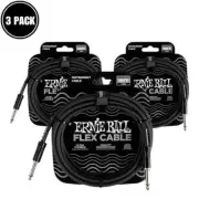 3 Pack BLACK 10' Instrument Cable ERNIE BALL FLEX 6434 Straight/Straight