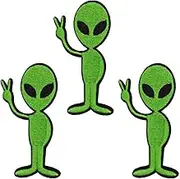 Cute Alien Patch for Clothing, Pack of 3, U-Sky Iron on Patches Sew on Appliques for Jeans, Jackets, Backpacks