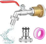 ‎DMJJSD® Water Butt/Rain Barrel Outlet 3/4 inch Hole Adaptor/Connector 3/4 Inch IBC Water Butt Tap Outdoor Tap Kit Garden Tap Kit Outlet Faucet for Water Butts, rain Barrels and Storage Tanks
